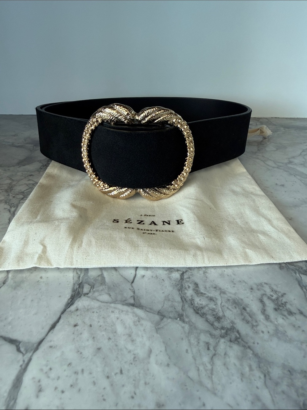 Sézane Black Suede Artemis Belt